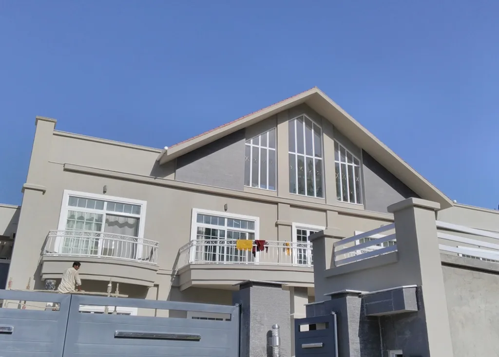 modern exterior with pitched roof of a house by hescon engineering