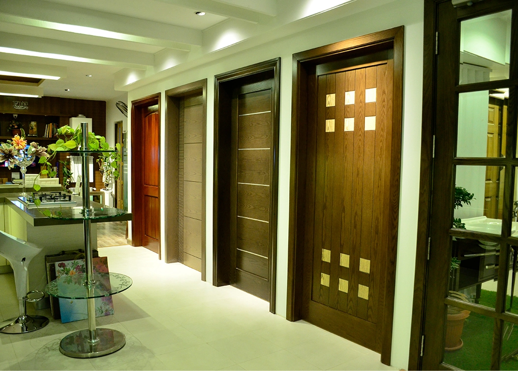 contemporary interior wooden door with horizontal grooves by hescone engineering