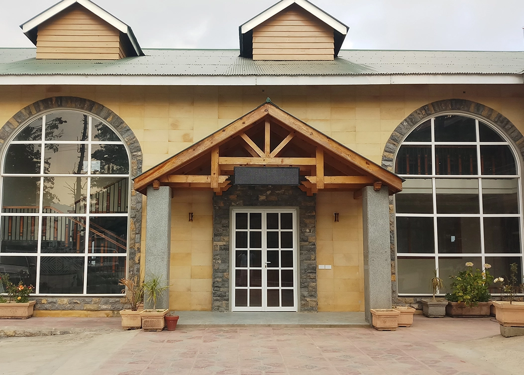 hotel entrance with large arched windows by hescone engineering