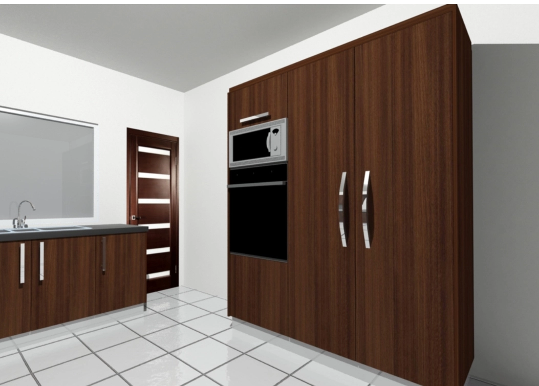 modern kitchen with tall cabinets and built-in oven by hescone engineering