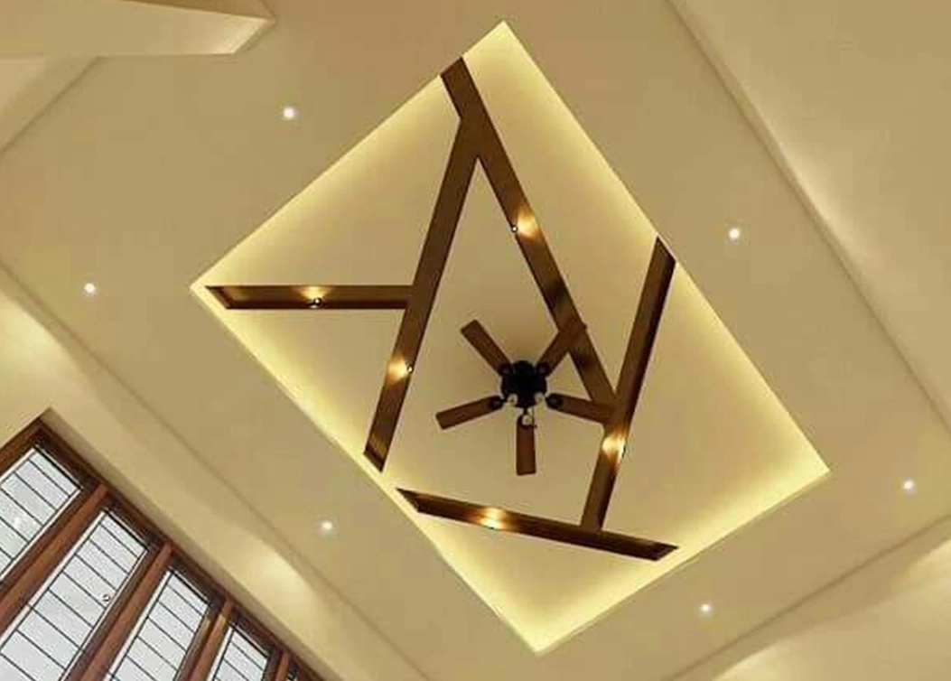 modular false ceiling with geometric design by hescone engineering