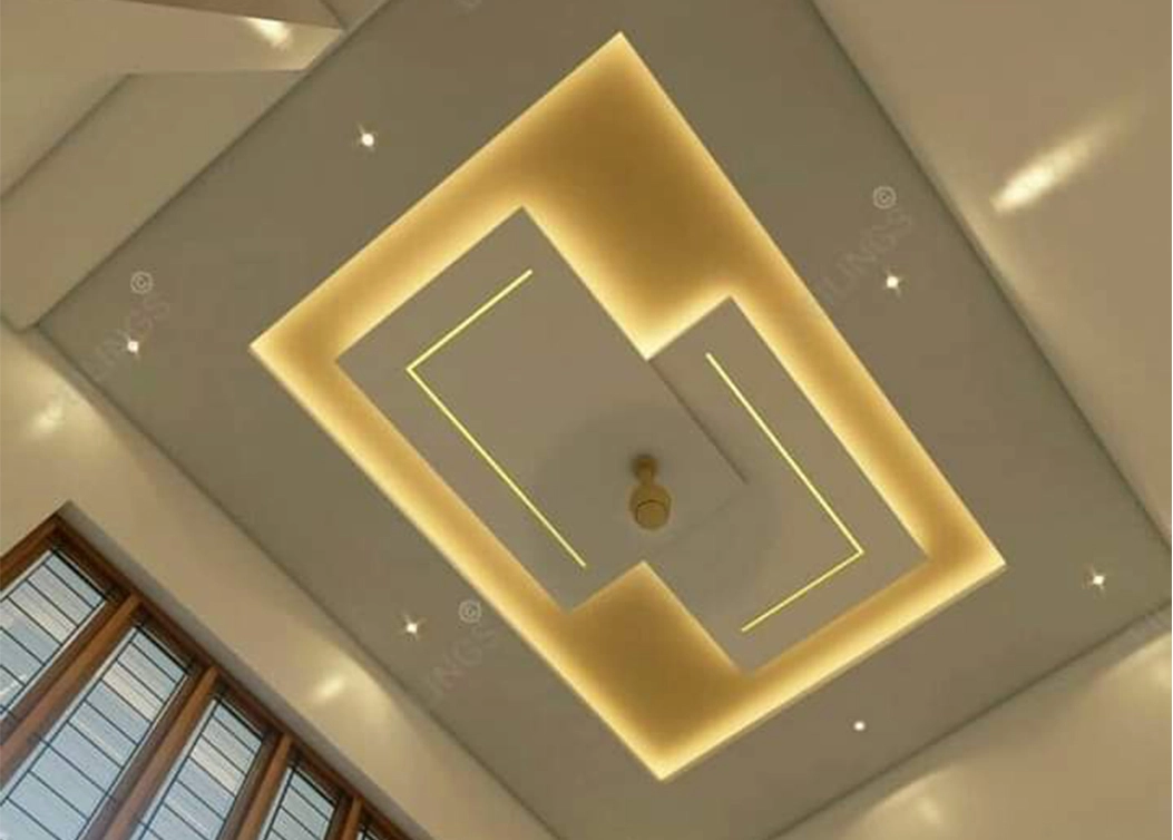 simple modern false ceiling design with cove lighting by hescone engineering
